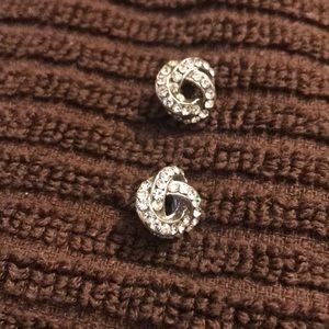 Silver Tone Cubic Zirconia Knot  Earnings
